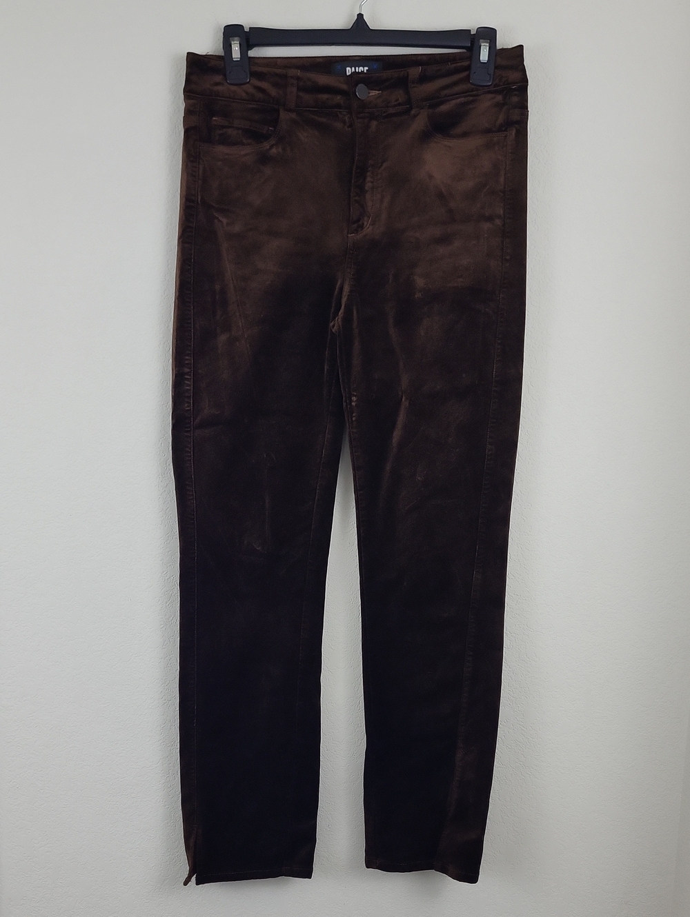 PAIGE Velvet Straight-leg Pants Chicory Coffee Brown Size 27